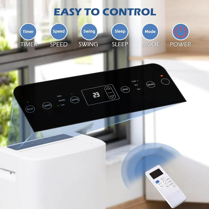 HOMCOM 12000 BTU Portable Air Conditioner for Rooms Uo to 549 Sq.Ft., 4-in-1 Mobile AC Unit with Dehumidifier, Cooling Fan