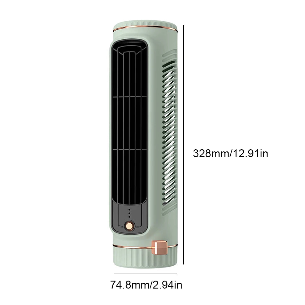 Portable Air Conditioner Fan 1200mAh Tower Fan 3 Speed Quiet Cooling Desk Fan Rechargeable Electric Vertical Fan for Home Office