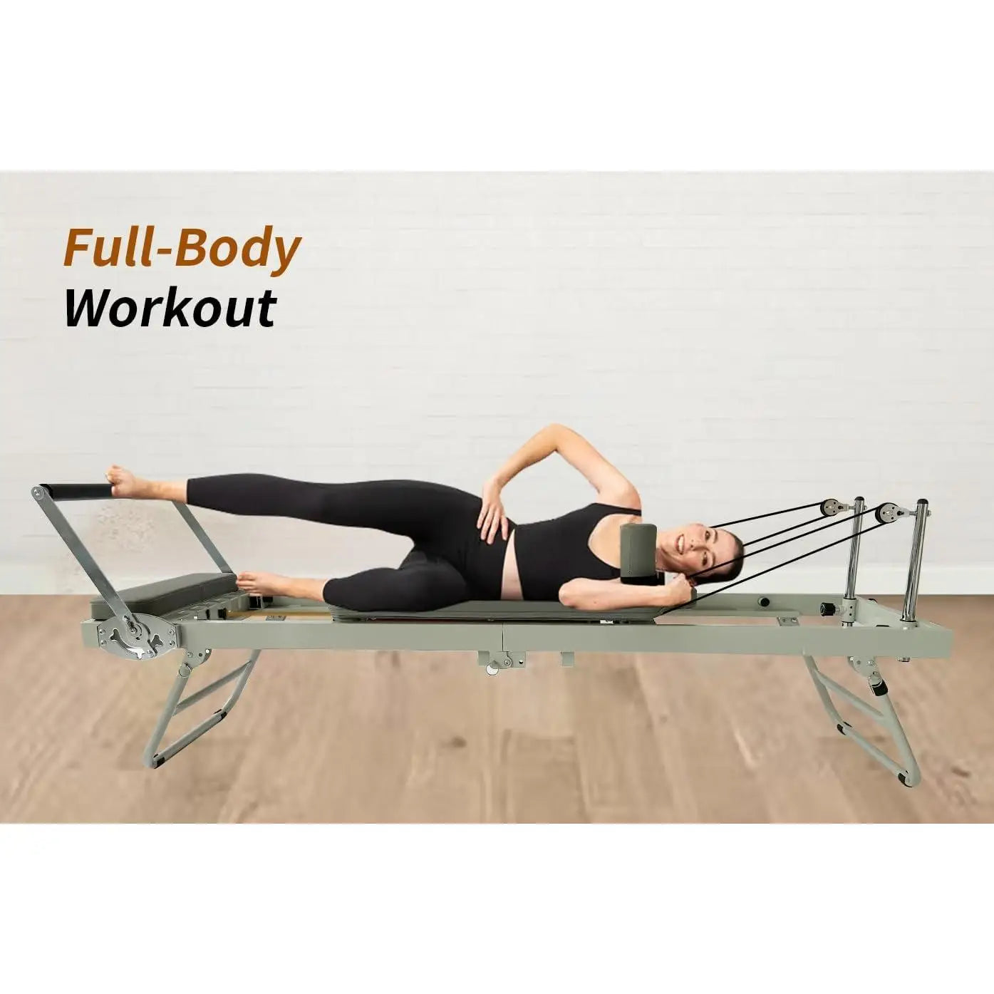 W-Pilates Reformer Machine Equipment with Springs & Cords for Home Workout, Foldable Pilates Equipment with Ju