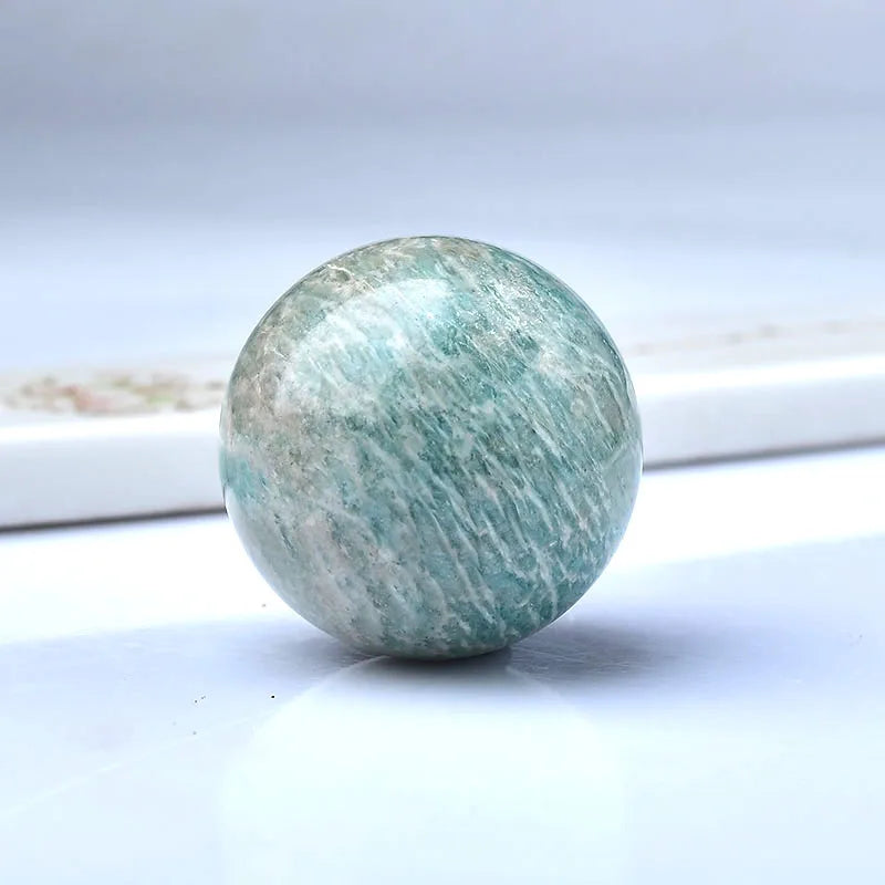 1PC 100% Natural Amazonite Ball Polished Globe Massaging Ball Reiki Healing Stone Home Decoration Exquisite Gifts Souvenirs Gift