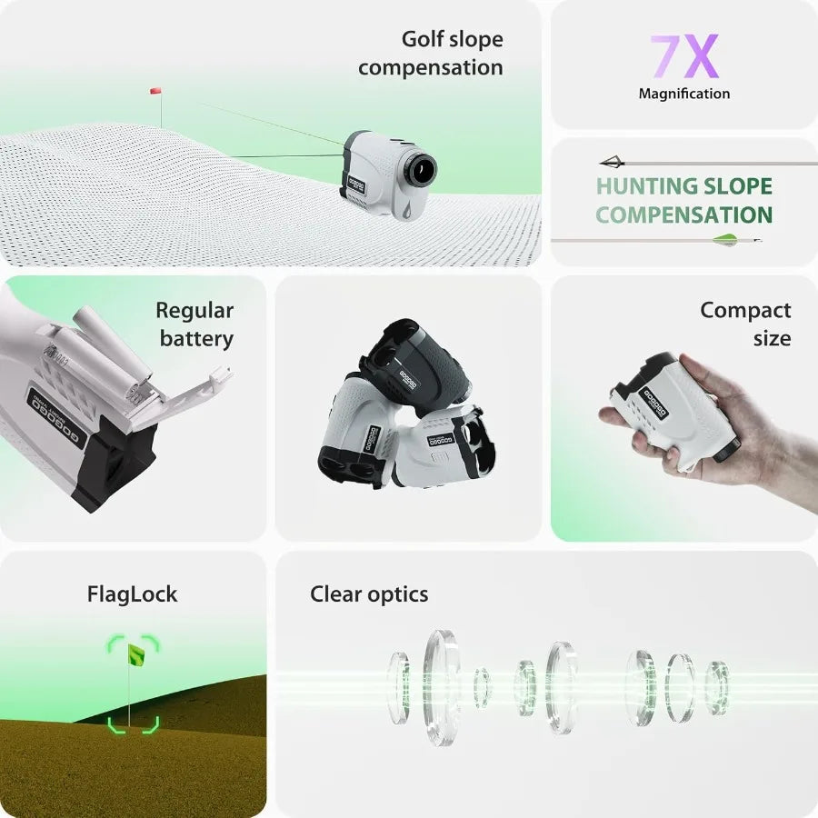 Laser Rangefinder for Golf and Hunting with 7X Magnification 1200 Yard Range HighPrecision Flag Pole Loc