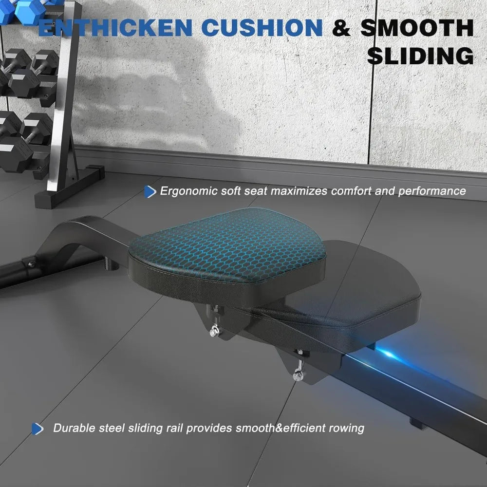 Dual-Function Folding Rowing Machine with Adjustable Lat Pulldown and Low Row Cable Exercise Equipment