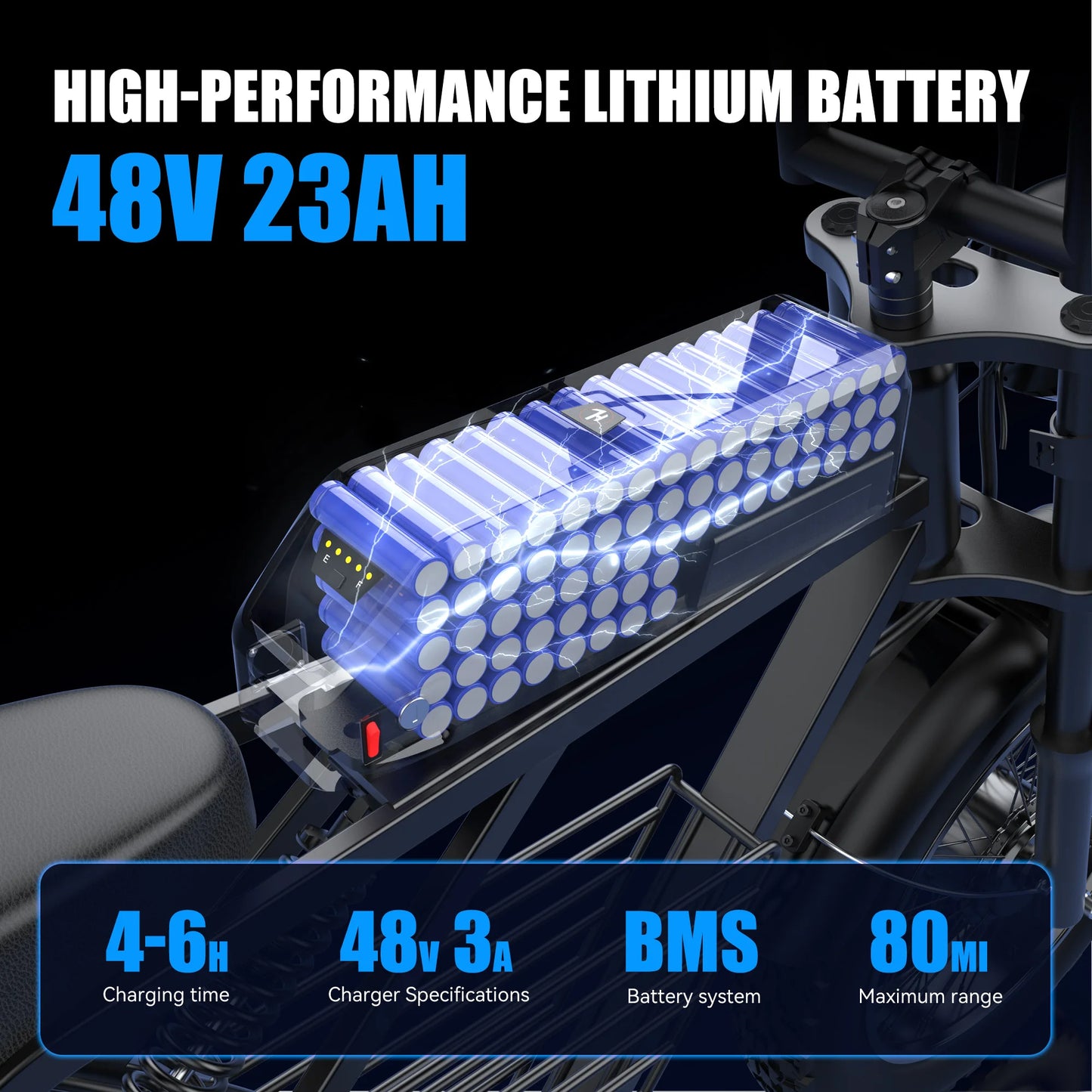 ZorixBike Z6 Pro Electric Bike for Adults 3000W 48V 23AH Max 80Miles Electric Motorcycle 20" Fat Tire Bike Shamano 7-Speed EBike