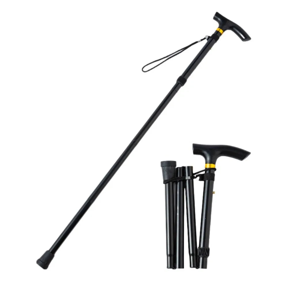 Lightweight Telescopic Trekking Stick Strengthen Adjustable Crutches 5-Section Portable Folding Canes for Adults Elderly People