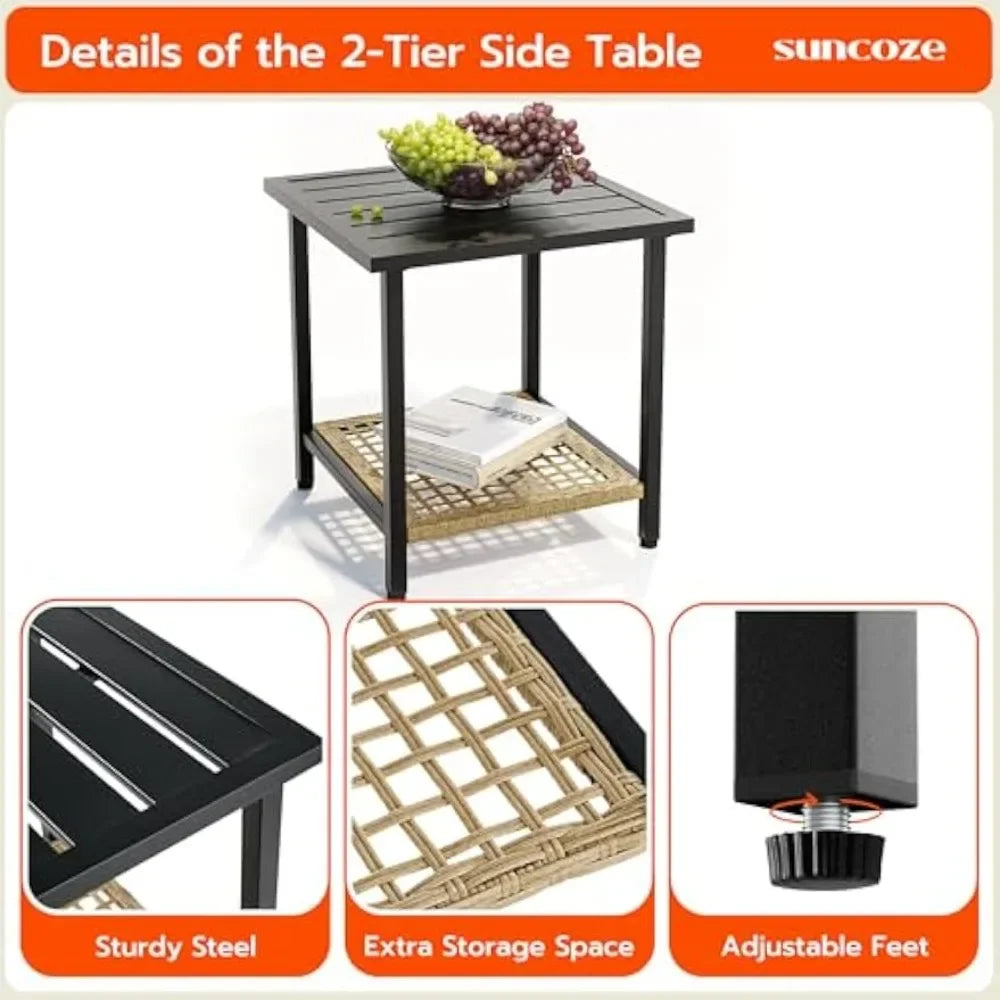 3 Piece Patio Furniture Set, Outdoor Rocking Chairs Set of 2 with Coffee Table, Patio Bistro Set Patio Rocking Chair Oversatio