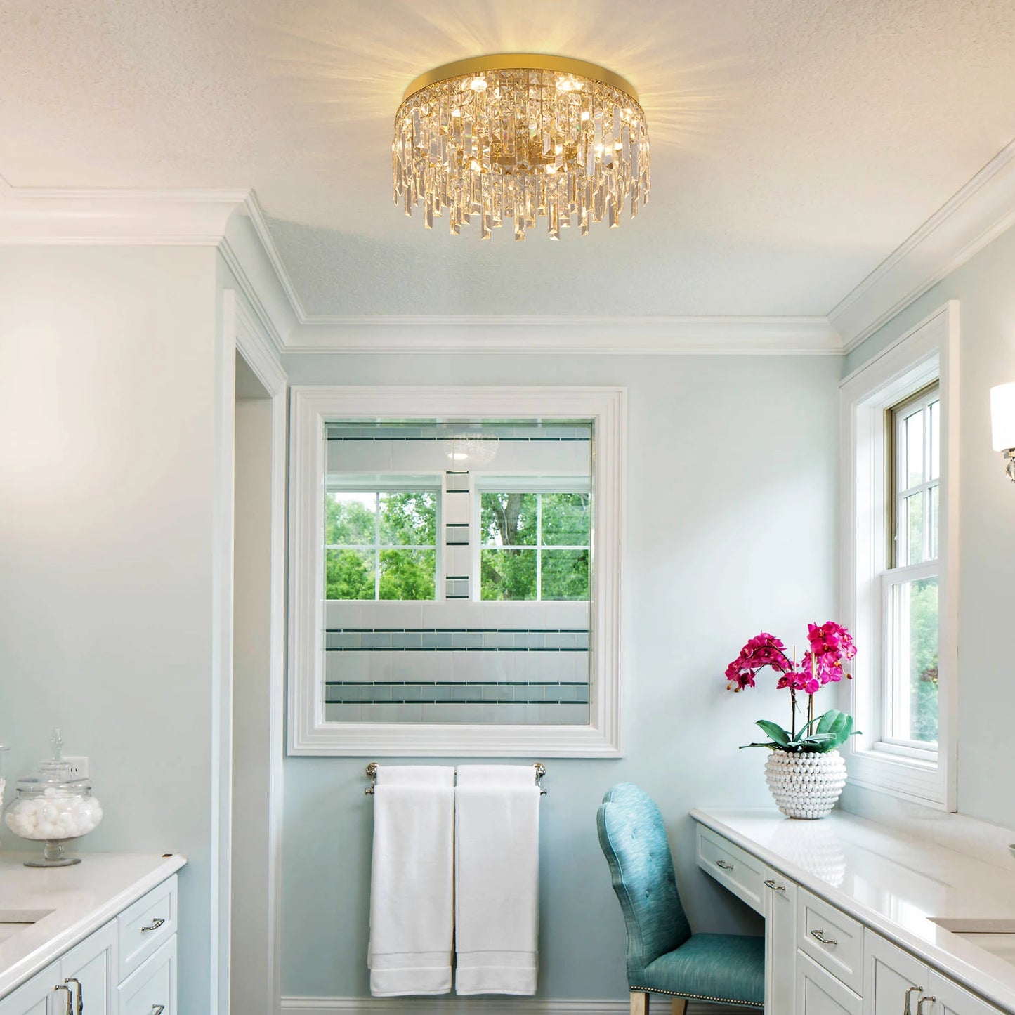 Gold Crystal Ceiling Chandelier Home Decoration Luxury Led Ceiling Light Living Room Ceiling Lamp Room Kitchen Diameter 50cm ﻿ ﻿