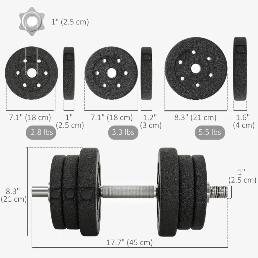 55 lbs Adjustable Dumbbells Weight Set Dumbbell Hand Weight Barbell for Body Fitness Lifting Training for Home Office Gym Black