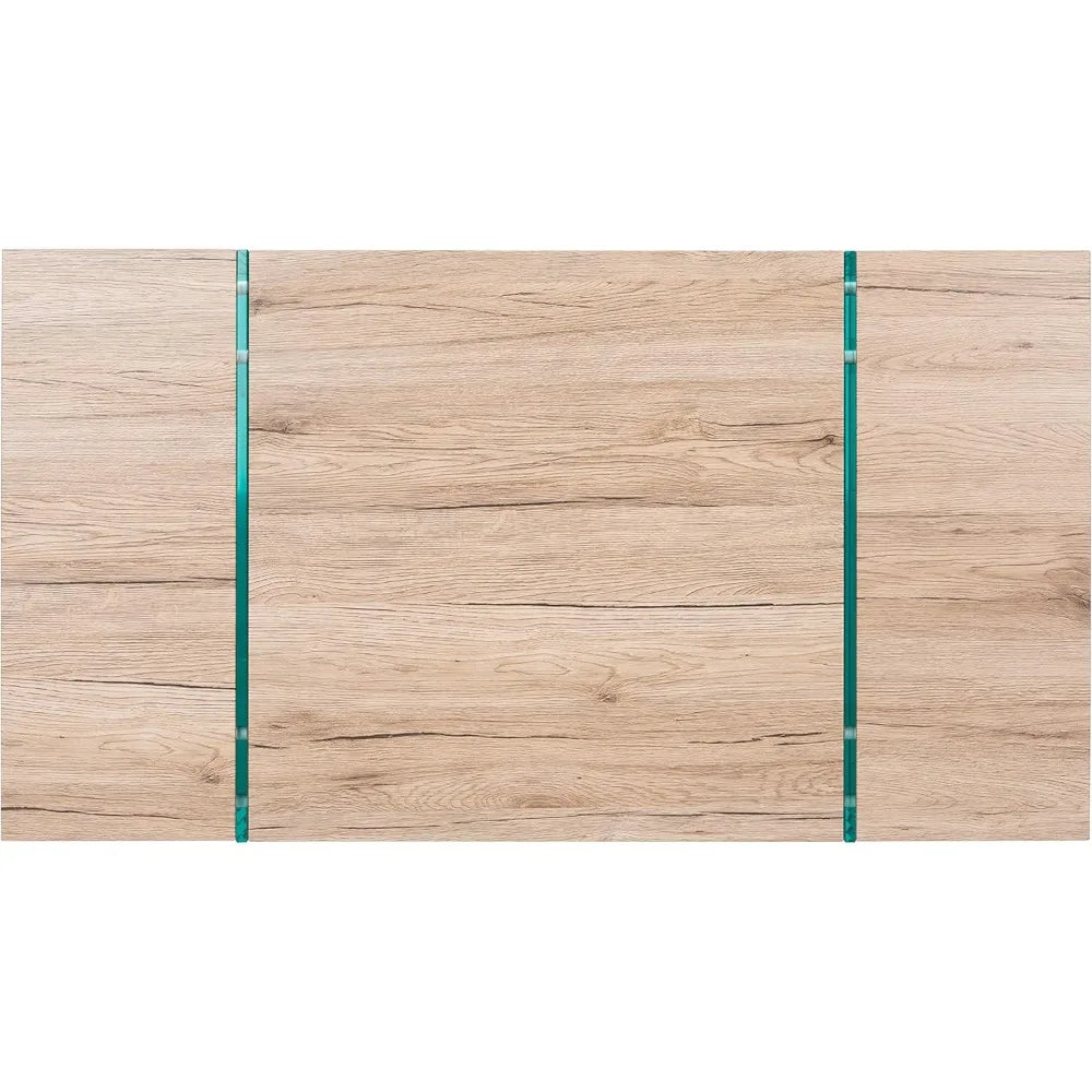 Home Collection Jacob Modern Rectangular Floating Coffee Table COF7001C, 43.3" W x 23.6" L x 15.7" H, Natural/Glass Legs