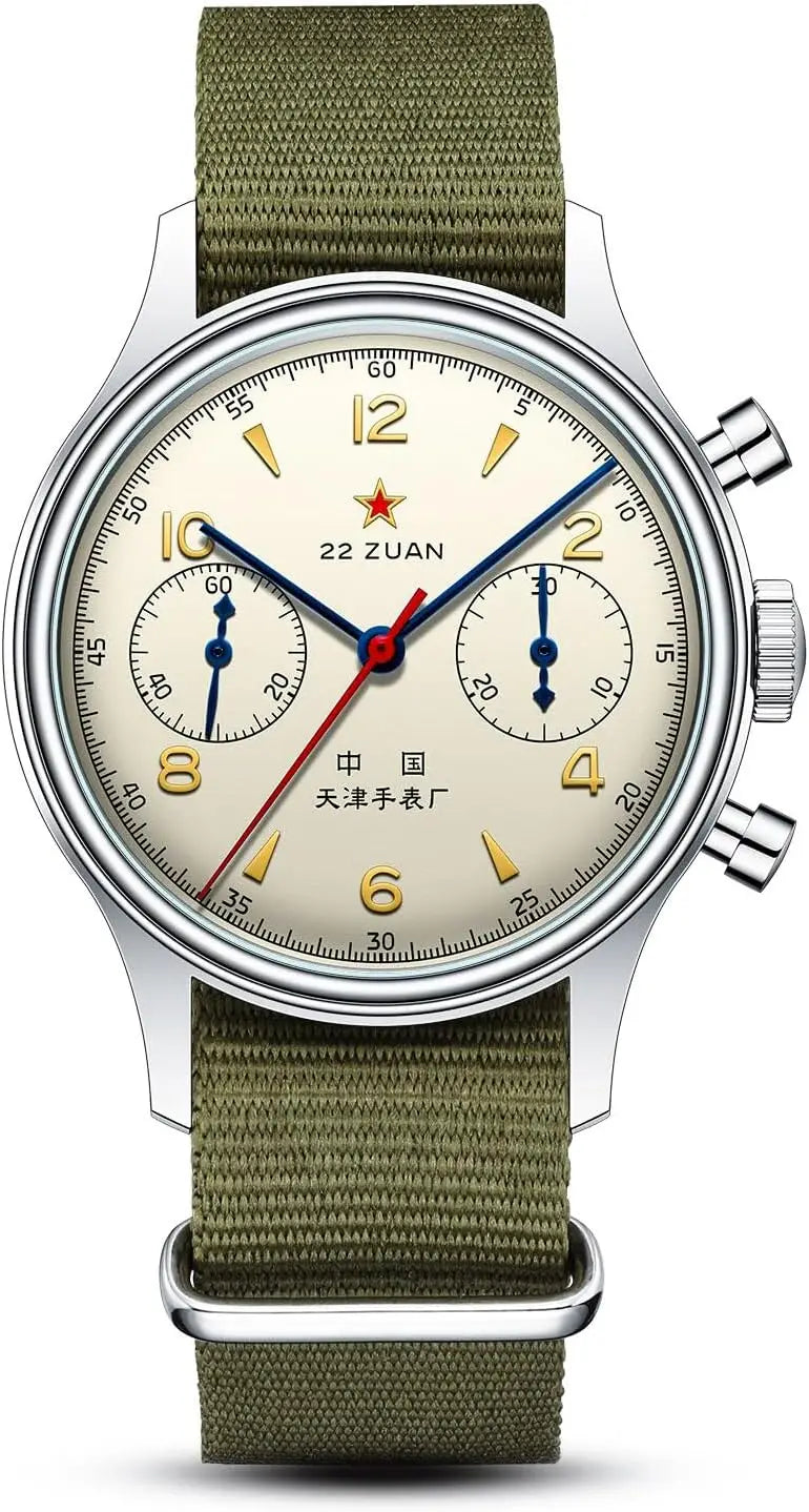 Men's Mechanical Chronograph Pilot Watch, Manual Winding, Aviation Style, International Edition