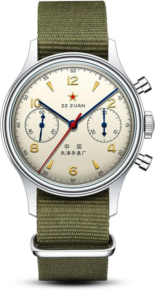 Men's Mechanical Chronograph Pilot Watch, Manual Winding, Aviation Style, International Edition