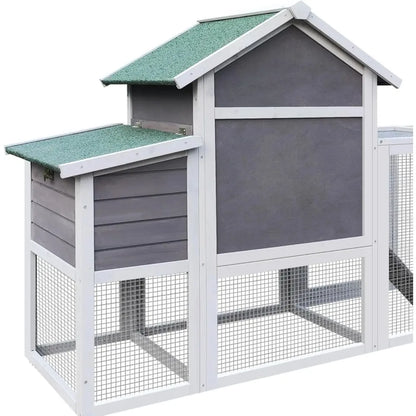 122" large chicken coop with run for 3-5 chickens, duck hen house with nesting box and ramp, rabbit hutch wooden pet cage for ya