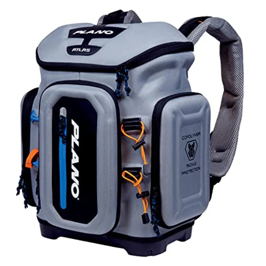 Atlas 3700 Tackle Fishing Backpack Gray Material for WoLures Baits Waterproof Non-Skid Base Grey