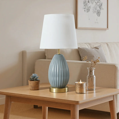 18-Inch Table Lamp with E26 Black Bakelite Socket, 60W Max (Bulb Excluded), Rotary Switch, Antique Brass & Light Blue Finish