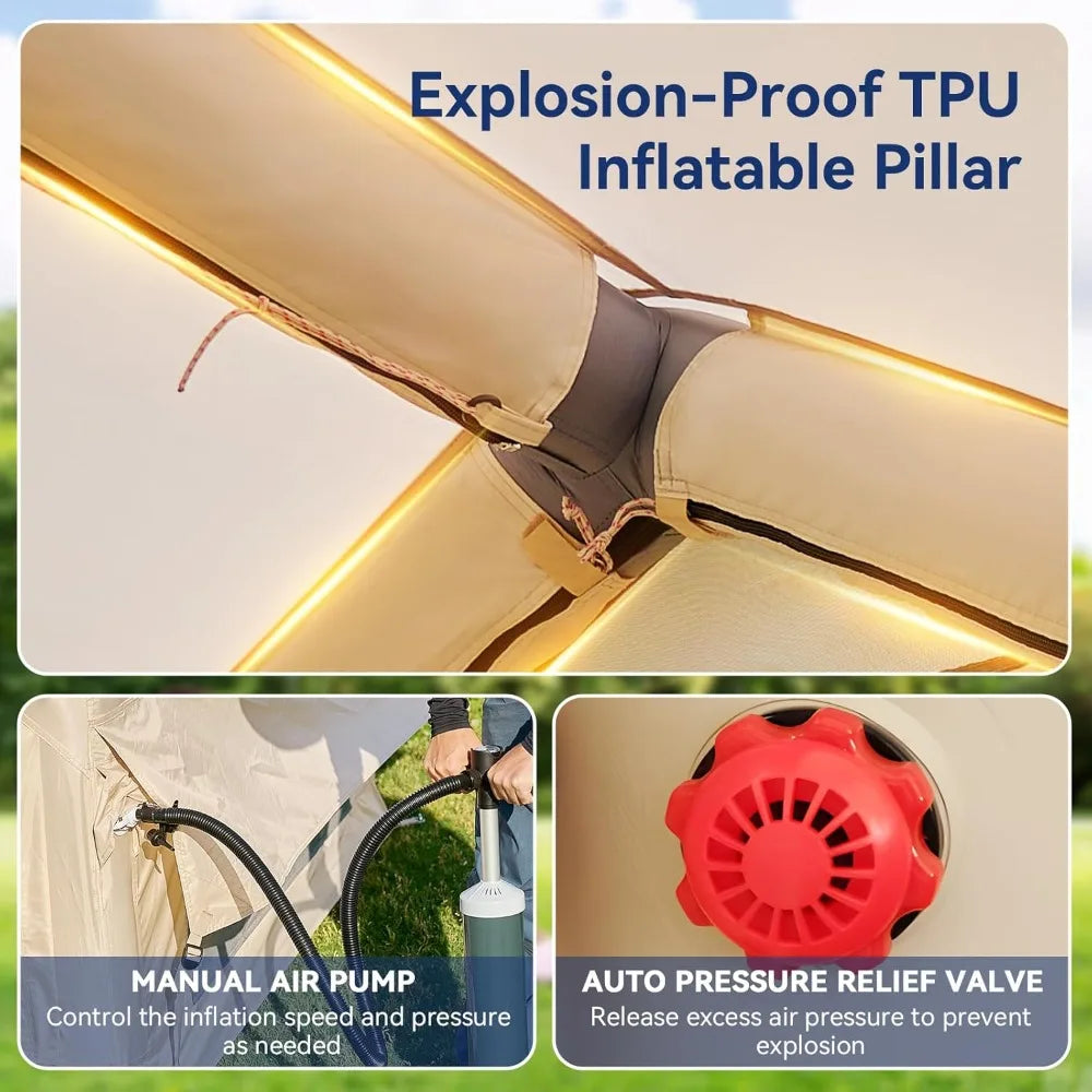 Inflatable Blow Up Tents for Camping,Waterproof Oxford Hot Tent with Manual Pump,Spacious Easy Setup Inflatable Camping