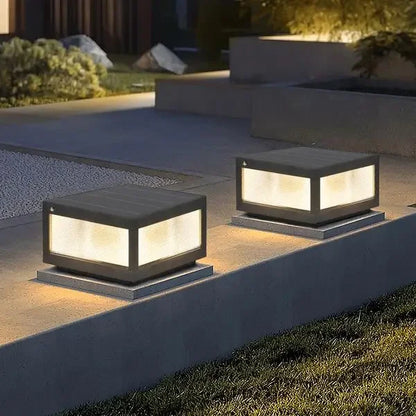 12' Black Solar Powered LED Post Light, Modern Outdoor LED Fence Light for Pathways, Decks, and Patios (2-Pack)