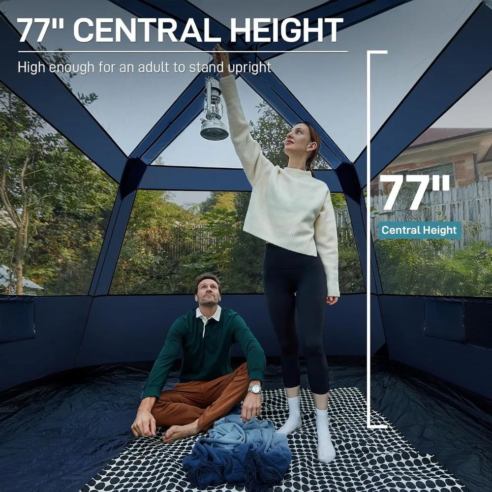 Blackout 6 Person Camping Tent, Instant Cabin Tent for Family with Vestibule and Large Mesh Windows, 60s Easy Setup, Double Lay