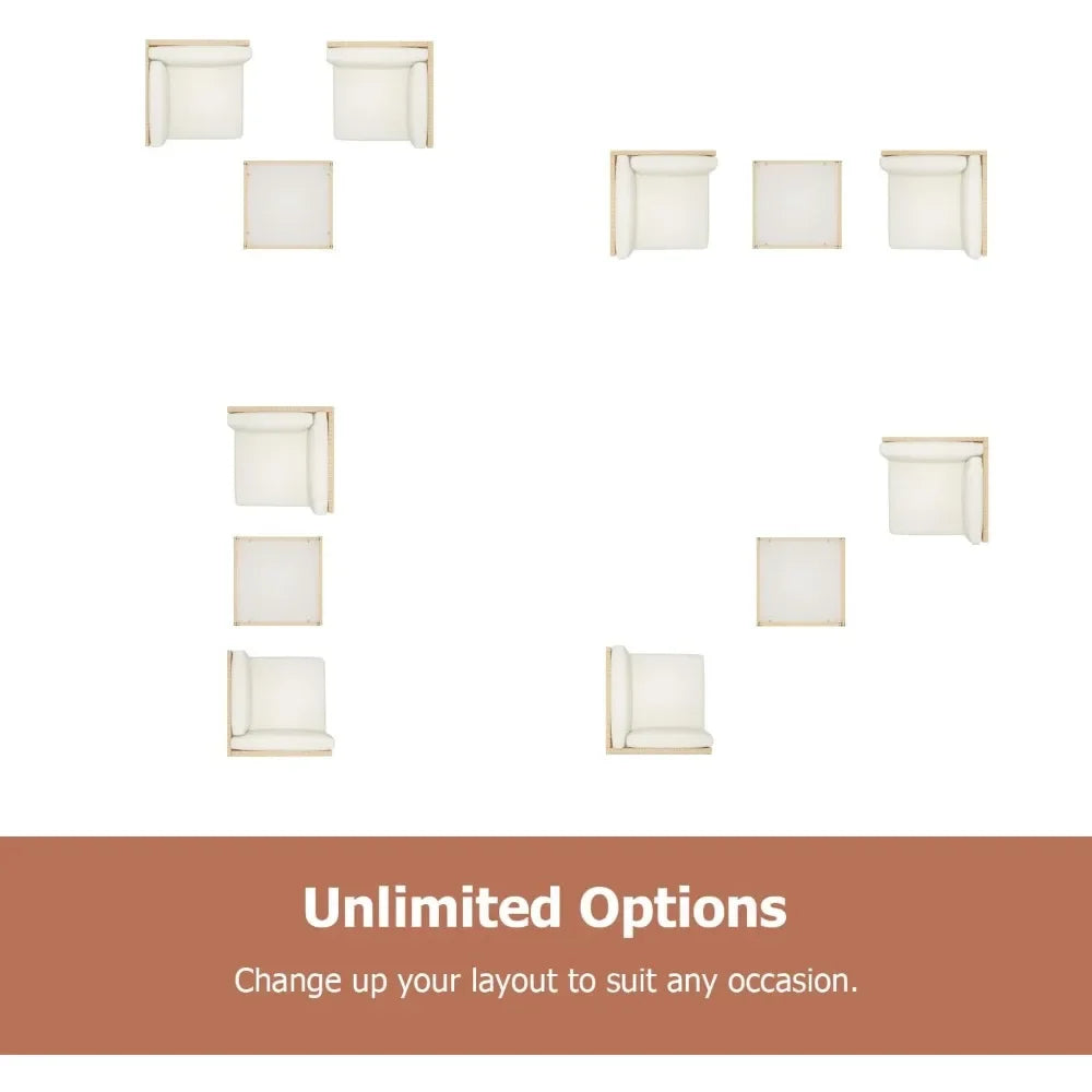 3 Piece Patio Furniture Set，All-Weather Wicker Outdoor Patio Furniture Set，Bohemia Outdoor Sectional Sofa with Thick Cushions