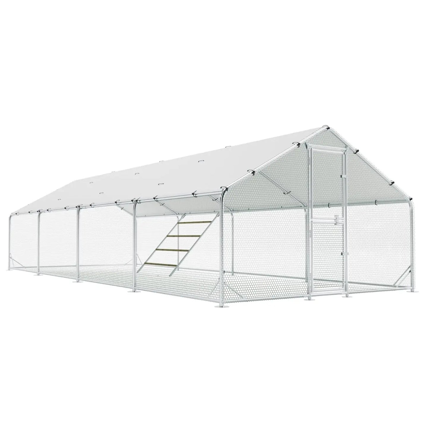 Metal Chicken Coop Run Pen Cage with Feeding Door Anti-UV Cover Yard 30-40 Poultry Duck Rabbit,Customized
