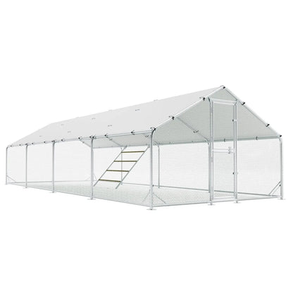 Metal Chicken Coop Run Pen Cage with Feeding Door Anti-UV Cover Yard 30-40 Poultry Duck Rabbit,Customized