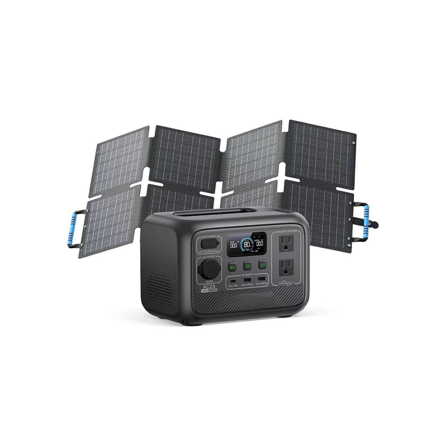 Solar Generator AC2A with 60W Solar Panel Included (Ships Separately), 204Wh LFP Battery Backup, w/ 2 300W (600W, Customized