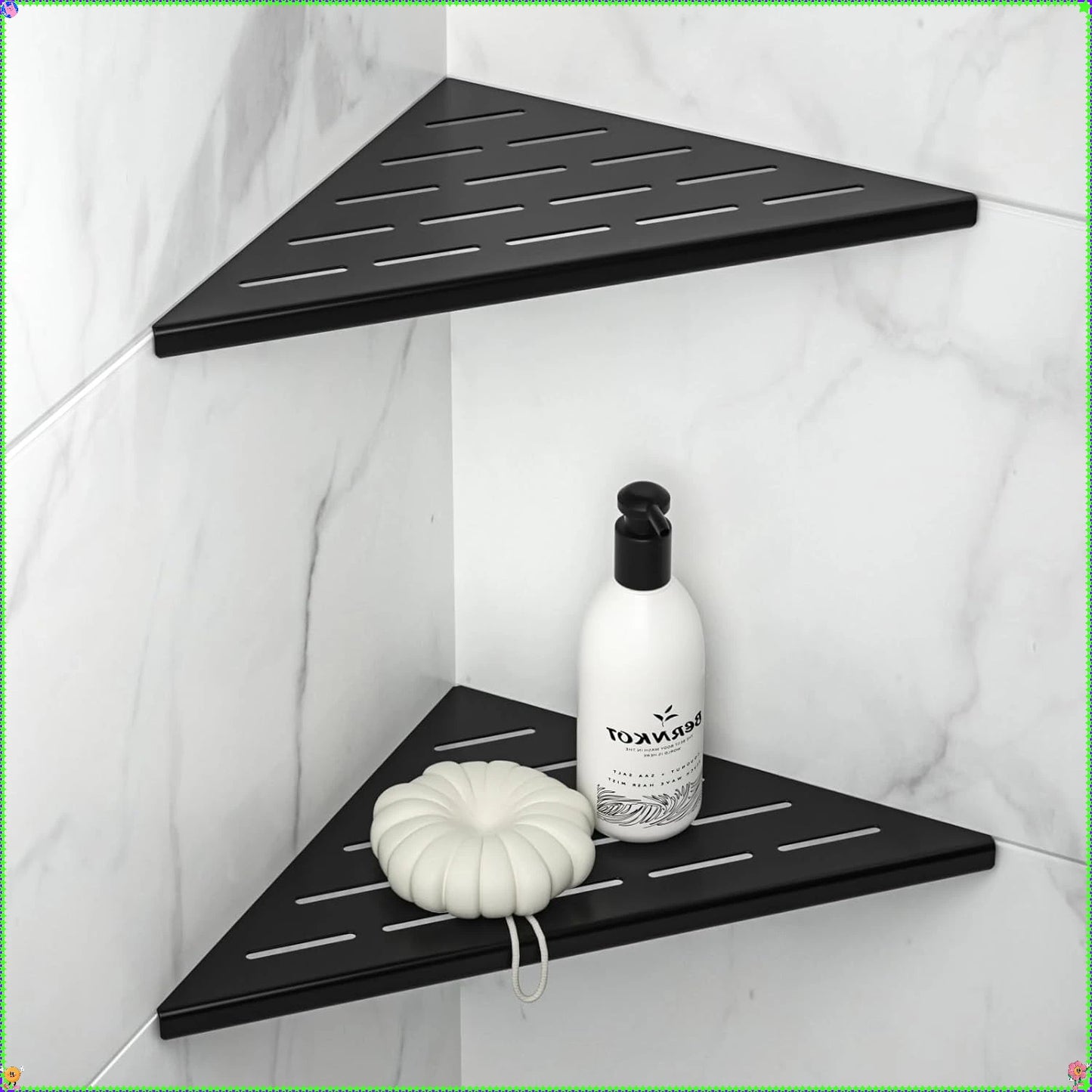 10 Inch Corner Shower Shelf 2 Pack, Black 304 Stainless Steel No Drill Bathroom Storage for Tile Wall