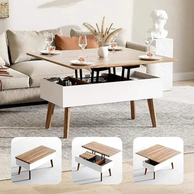 3 in 1 Lift Top Coffee Table, Ten Minutes Install Multifunction Coffee Table, Coffee Table Converts to Dining Table, Lift Top Di