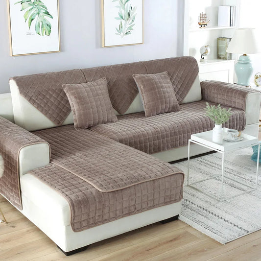 Striped Thick Warm Fury Sofa Cover Anti Slip Sofa Mat Sofa Cover Living Room Towels Sofa Blanket