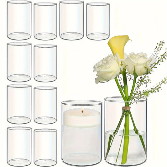 Glass Cylinder Vase, 5.5 英寸, 6 英寸 Tall Clear Vase, Hurricane Candle Holder for Wedding Party Home Decor