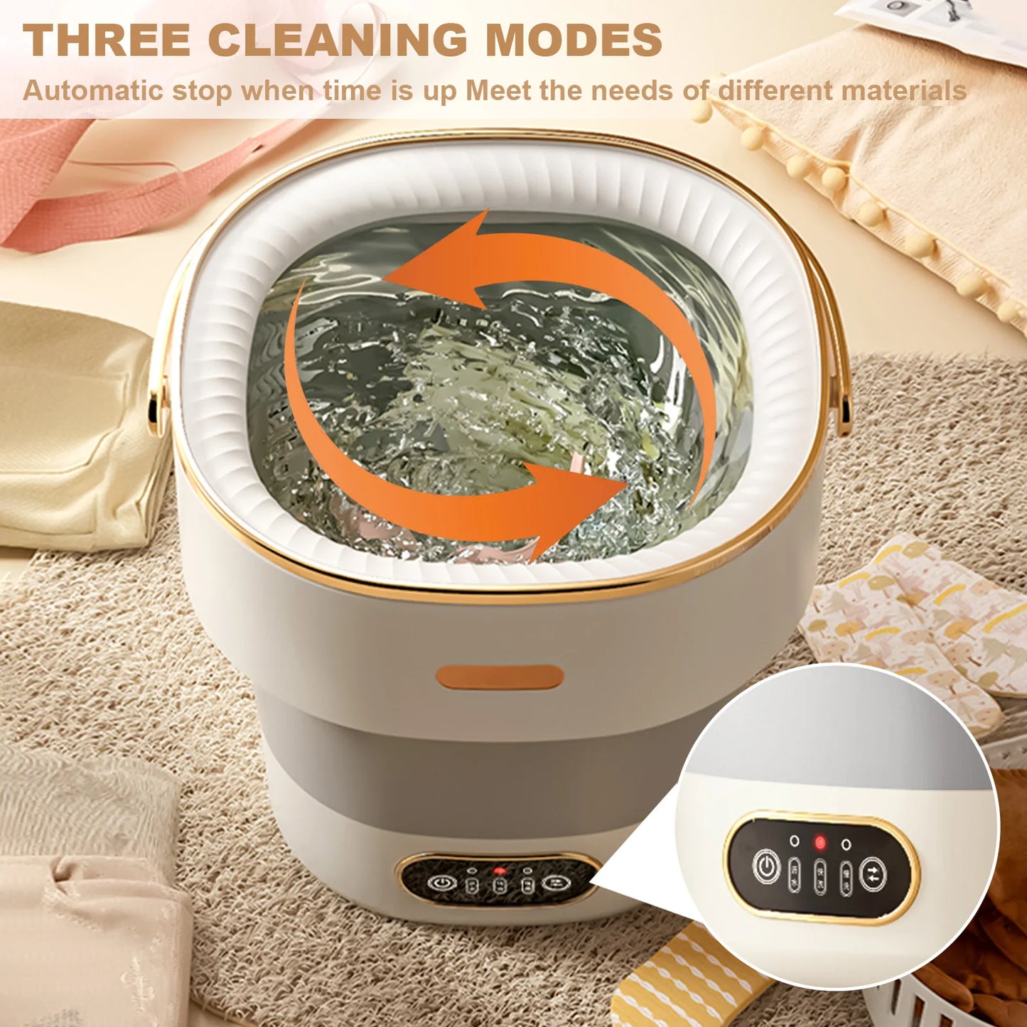 Portable Washing Machine With Spin Dryer, Fully Automatic 13L Folding Washing Machine With 3 Cleaning Modes For Cleaning