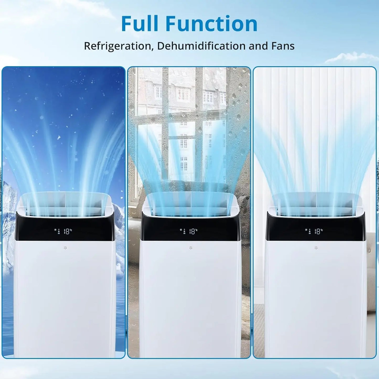 Portable Air Conditioner 3 in 1 Air Conditioner 14000BTU with Sleep Mode Auto Swing with Cooling Dehumidifier & Fan Modes
