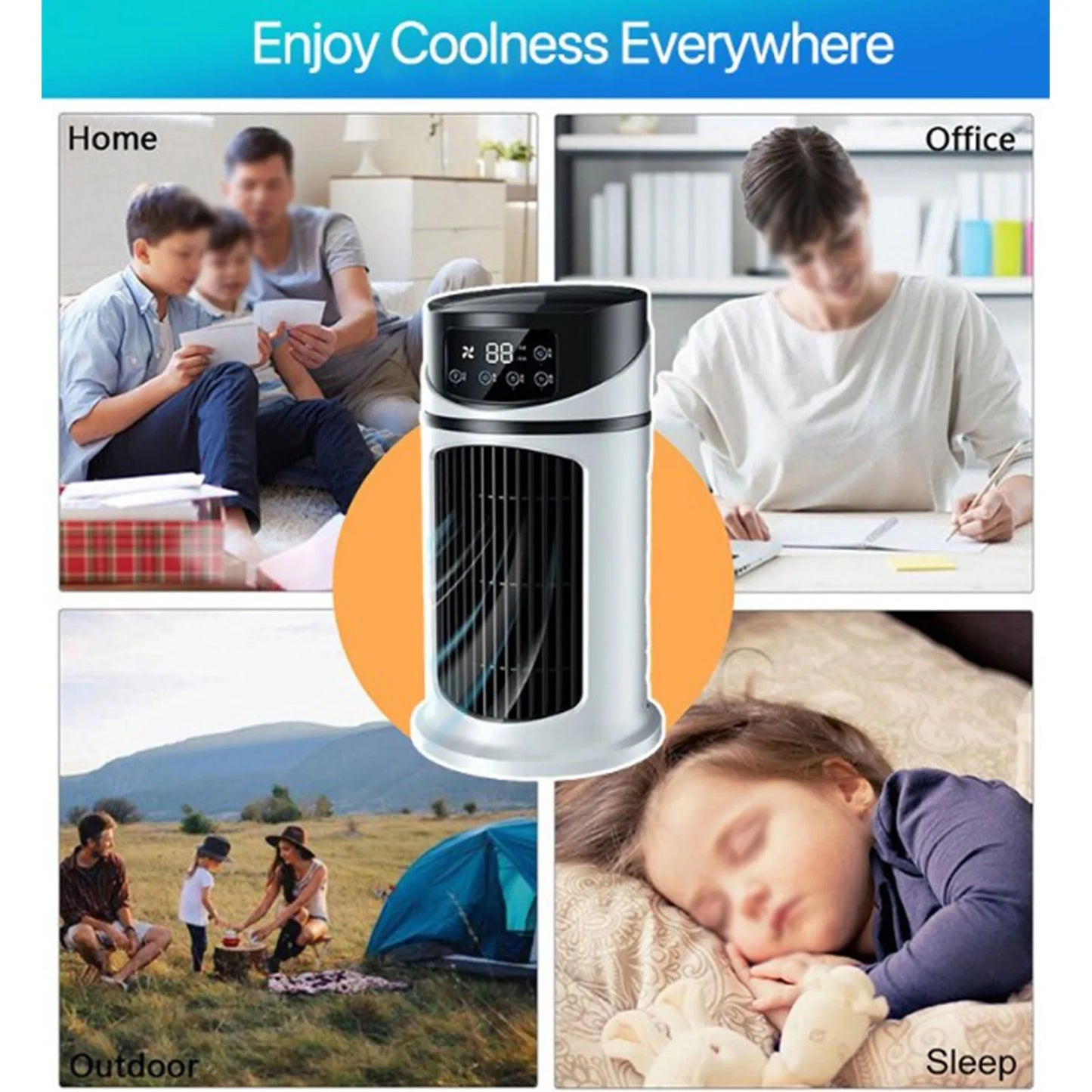 Air Cooler Portable Mini Cooling Fan Mobile Multifunction Air Cooler Fan Water Cooling Fan Energy Saving for Office Home