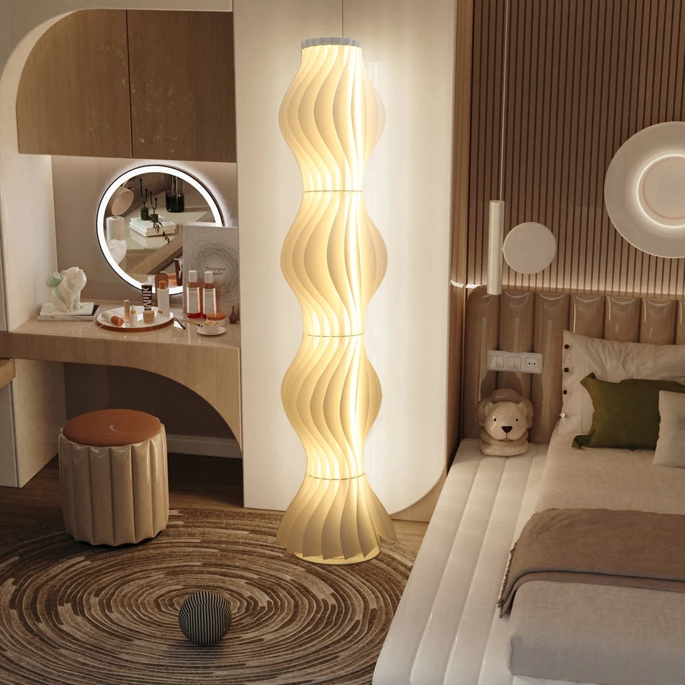 LED Dimmable Column Floor Lamp with Hula Skirt Design Shade,Tall Lamp Corner Light for Living Room, Bedroom or Office Decor.