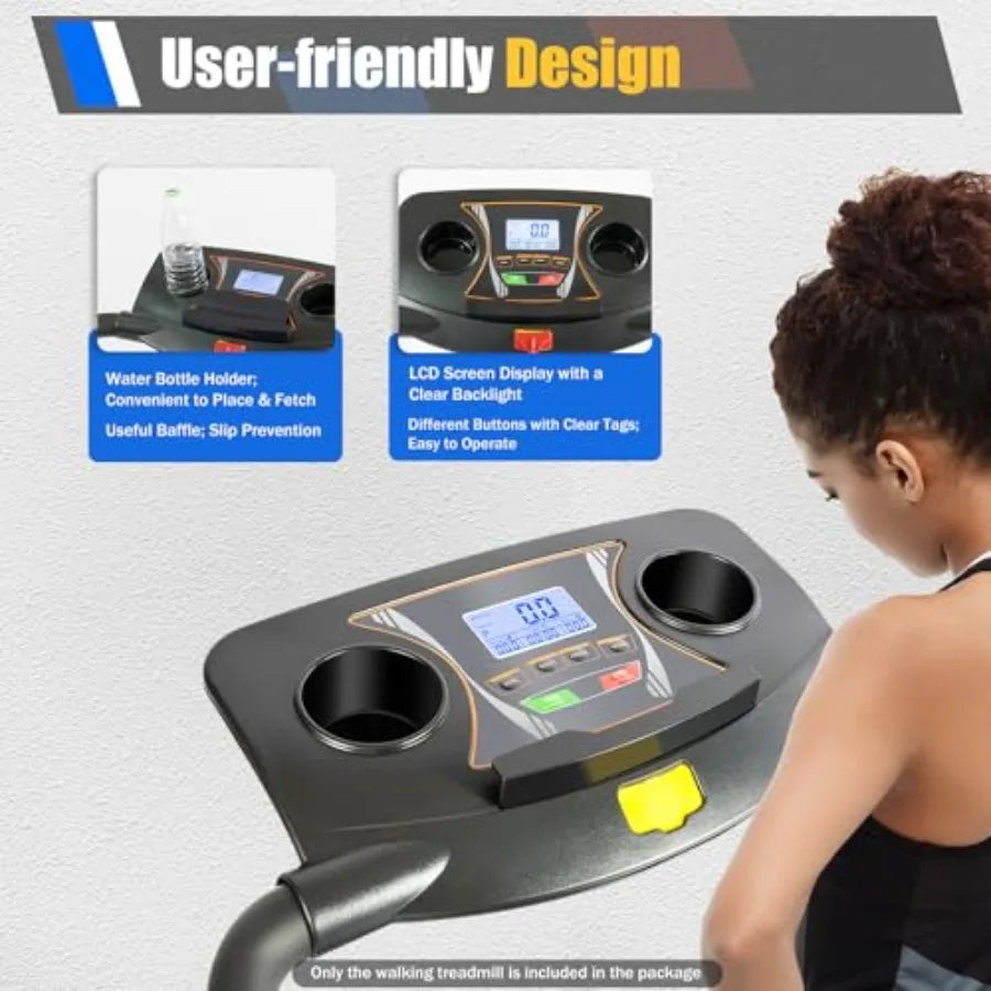 Treadmill with InclineFoldable Walking Treadmill with with Full Length Handrails and Heart Rate Measurement Recovery Fitness Eq