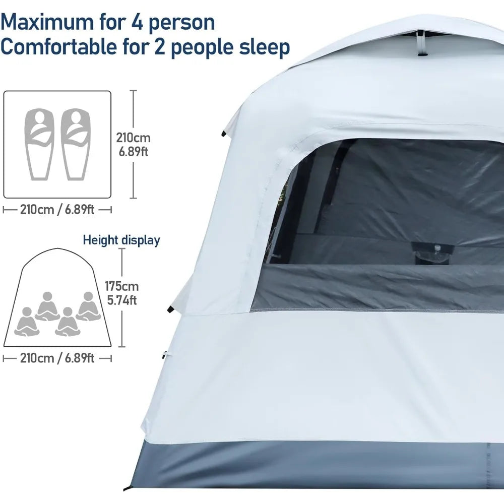 Quick Setup Tent,Automatic Inflatable Camping Tent,Easy Set up 3-4 Person Glamping Outdoor 4 Season Air Blow Up Tents, Rainfly &
