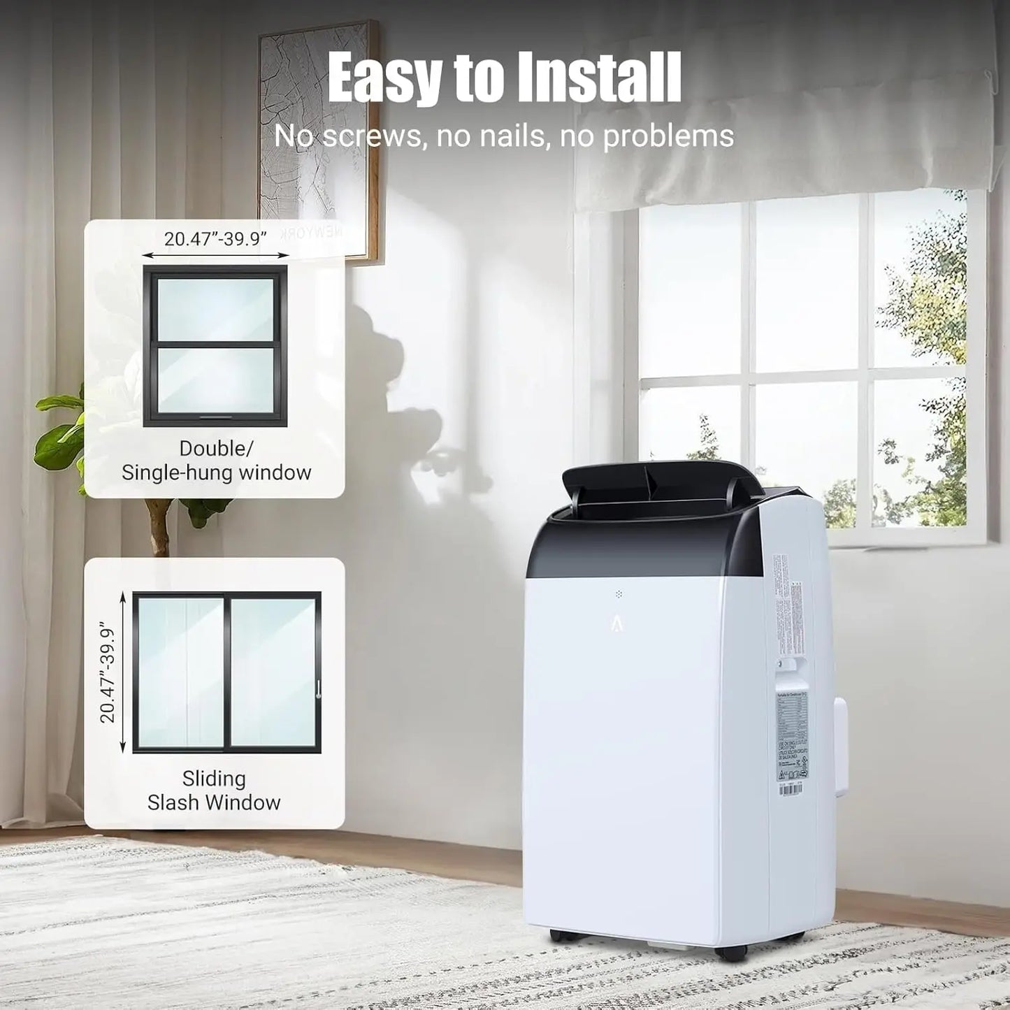 14,000 BTU Portable Air Conditioner with Dehumidifier & Fan, AC Units Cools up to 750 Sq. Ft., Remote Control, Auto Swing