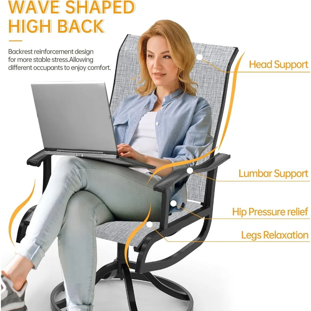 7-Piece Outdoor Patio Dining Set with 6 Swivel Patio Chairs and 59"x 35" Rectangular Dining Table, All Weather Patio Dining