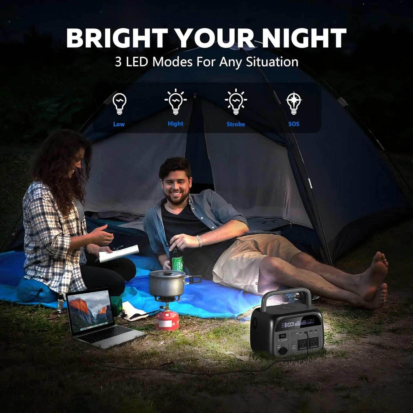 Portable Power Station with 100W Solar Panel, 345Wh LiFePO4 Battery,Solar Generator with 500W AC Output for Camping