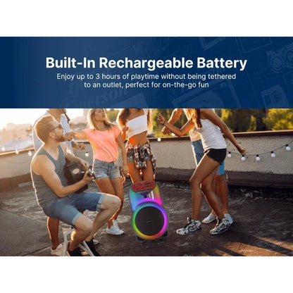 Portable 15' Bluetooth Party Speaker with Dynamic Flame Lights