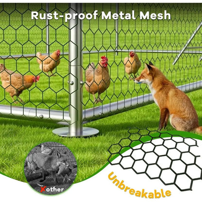 Spacious Walk-in Chicken Coop with Roosting, Waterproof & UV-Resistant Cover for Outdoor Poultry & Small Animals