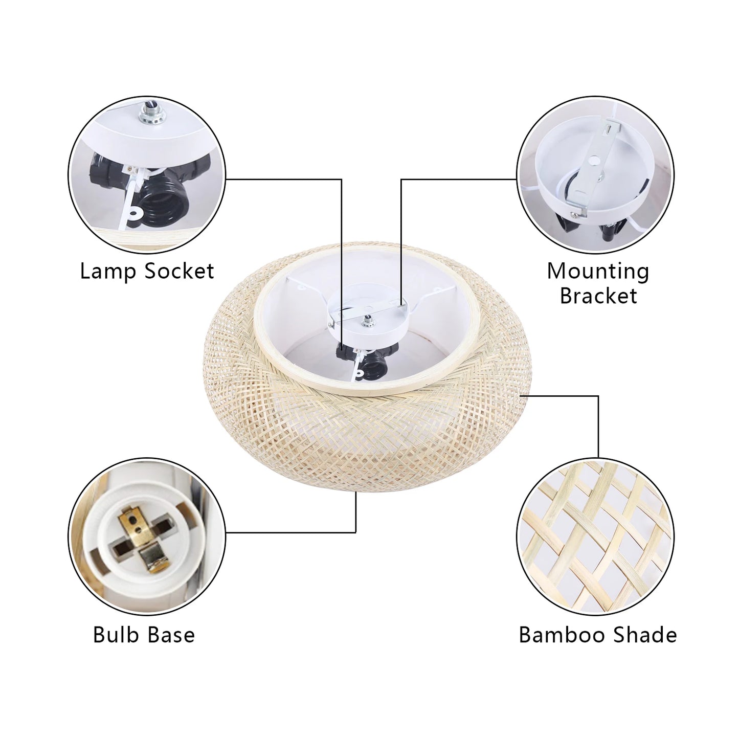 40cm/50cm Rattan Pendant Light - Modern Minimalist LED Lamp for Bedroom & Restaurant, Acrylic Design, Export Quality