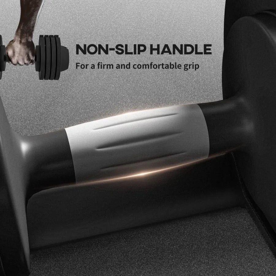 4-Level Adjustable Dumbbells 2 x 22lbs Rubber Weights Exercise Fitness Dumbbell Set with Non-Slip Handles and Tray for Men Wome