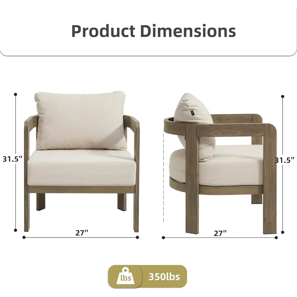 Outdoor Furniture Set, 2Pcs Patio Armchairs, Metal Modern Outside Furniture with 6'' Thick Cushions, Outdoor Conversation