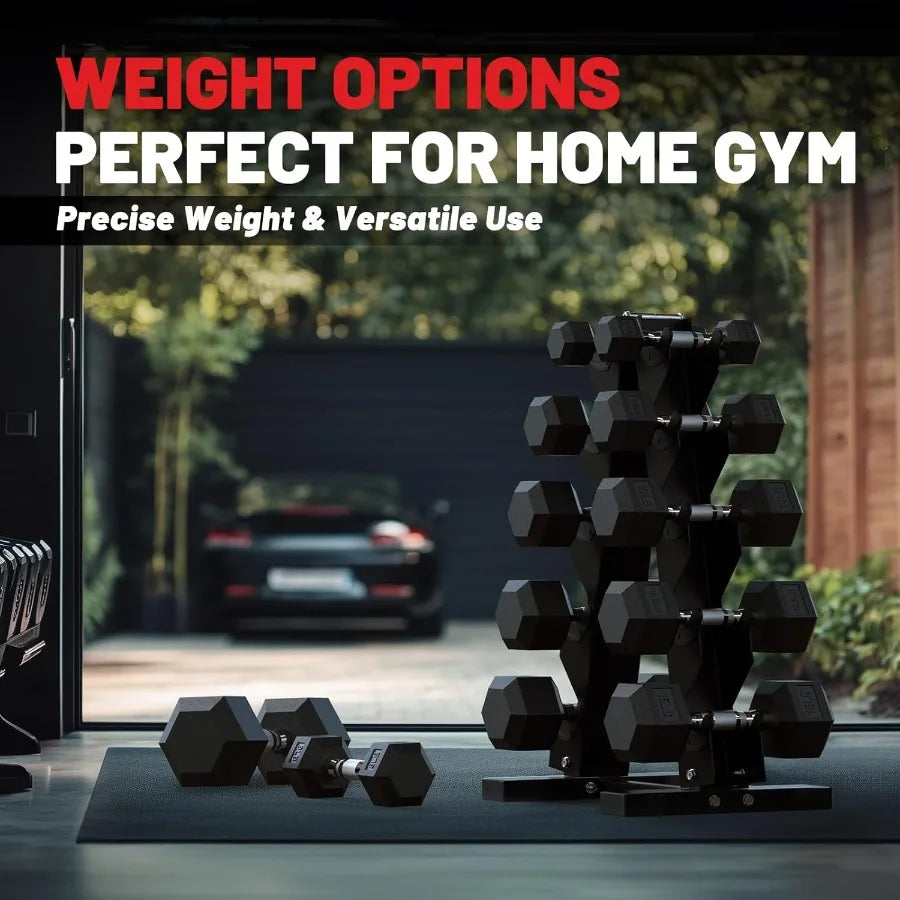 PAPABABE Hex Dumbbell Set 45135 lb Rubber Encased Home Gym Dumbbells for Strength Training and Fitness Workouts Adjustable Hand