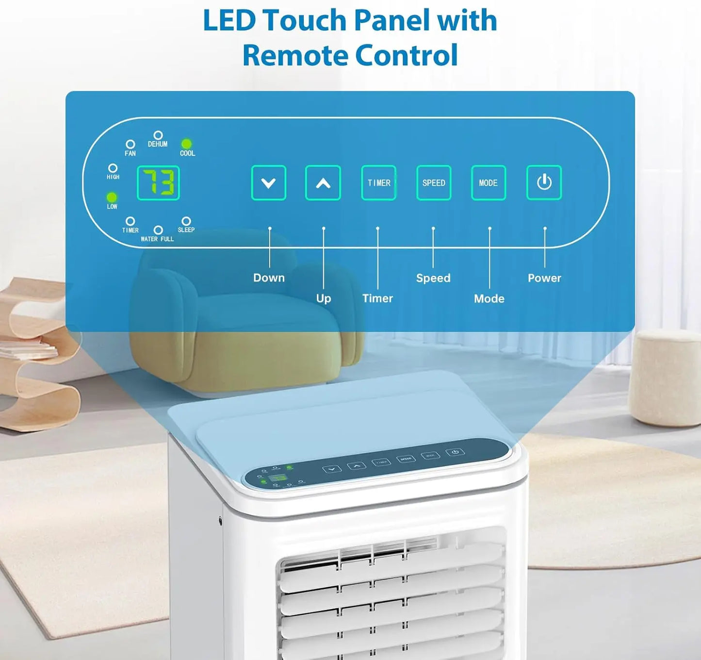 10000 BTU Portable Air Conditioners 3 in 1 Portable AC Unit with Fan & Dehumidifier Remote Control LCD Display, 24H Timer
