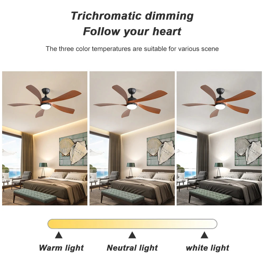 Sofucor 52-Inch 5 Blade Ceiling Fan With LED DC 6-Speed High Wind Speed With Remote Control for rooms
