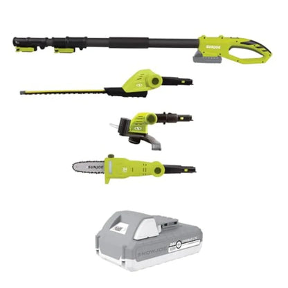 Cordless Lawn Care System Grass and Hedge Trimmer Combo Power Tool Kit with 8 Pole Saw Batteries and Charger - Heavy-Duty Trimm