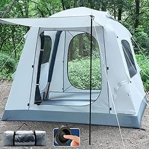 Quick Setup Tent,Automatic Inflatable Camping Tent,Easy Set up 3-4 Person Glamping Outdoor 4 Season Air Blow Up Tents, Rainfly &