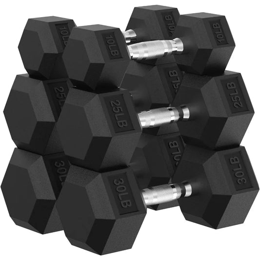 PAPABABE Hex Dumbbell Set 45135 lb Rubber Encased Home Gym Dumbbells for Strength Training and Fitness Workouts Adjustable Hand