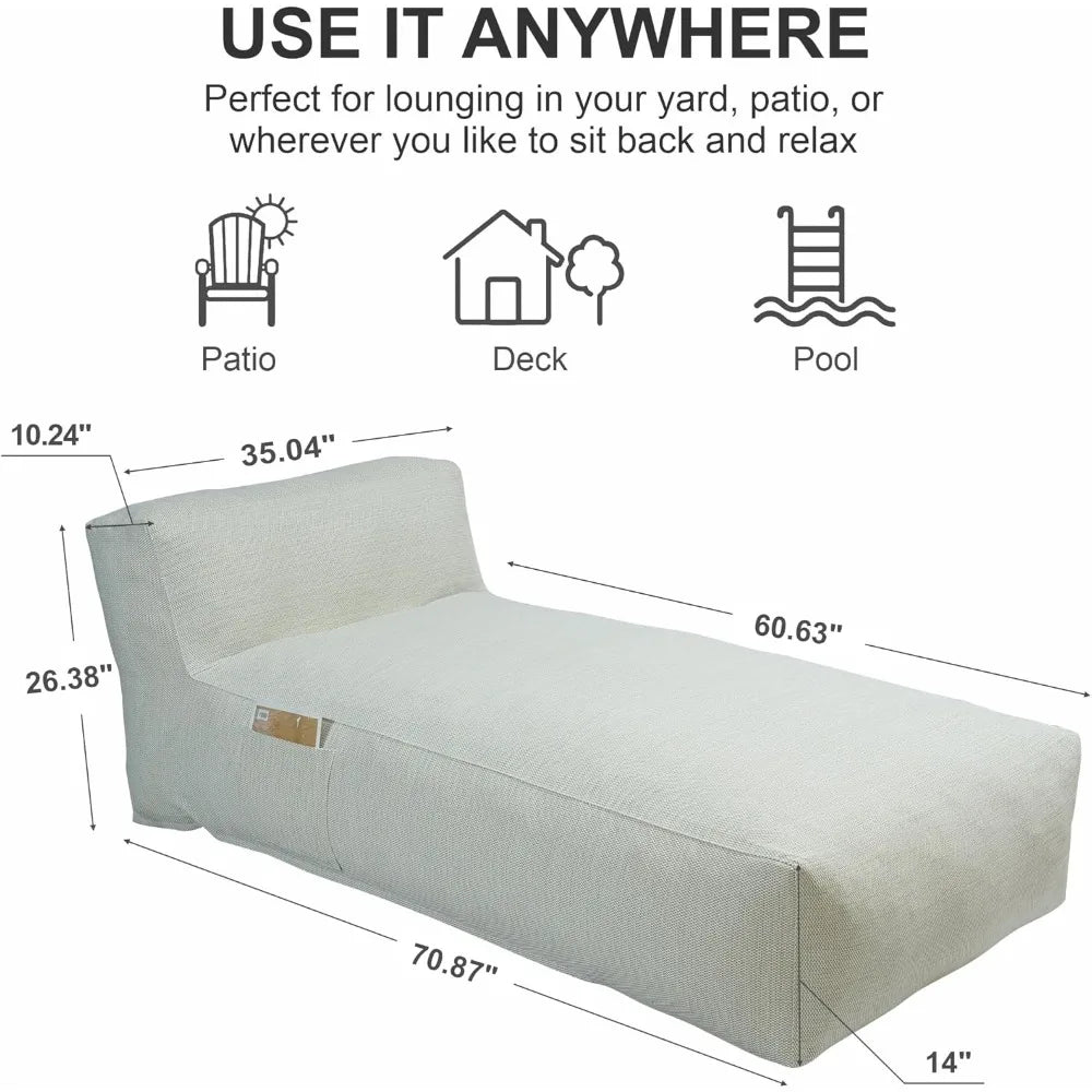 "Poolside Comfortable Foam Bean Bag Lounge Chair, Outdoor Waterproof Patio Sofa, Relaxing Daybed Couch"