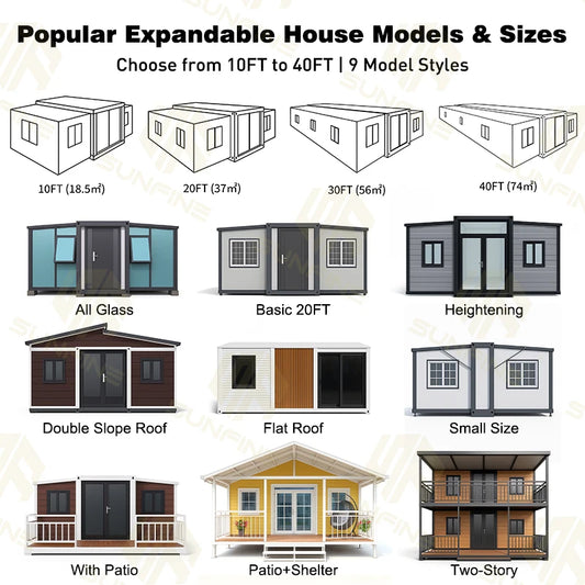 Mobile Prefabricated Prefab Tiny House Modular Home Portable Two Bedroom 20Ft Container Expandable House With Triangular Roof